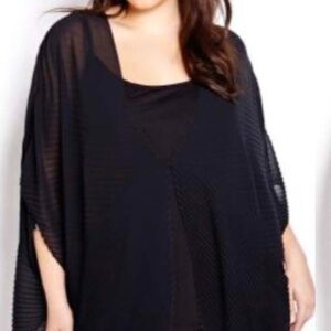 3 IN 1 WRAP BLOUSE, BLACK, SIZE 3X/4X, SLEEVELESS, MADE IN CANADA!, OPEN FRONT,